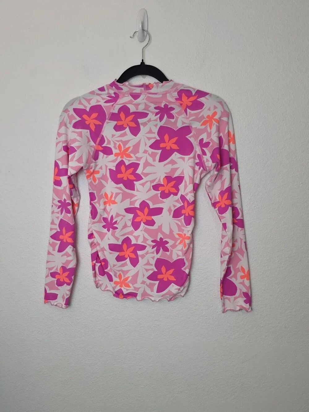 COOLIBAR Kids Pink Floral Long Sleeve Rashguard Swim Top Beach Outdoor UPF Sz M